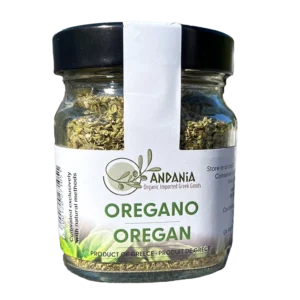 Andania Oregano in a jar.